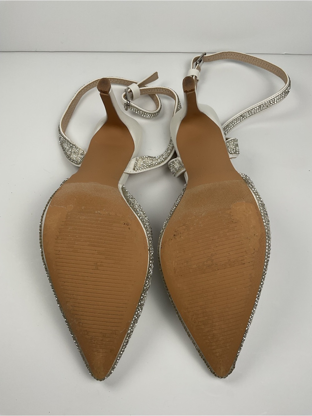 Top Moda Comfort Pearl & Rhinestone Slingback Heels Size 8 - Picture 8 of 12